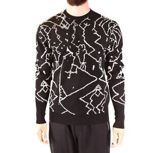 Neil Barrett Graphic Patterned Knit Sweater Men black Sweaters & Knitwear